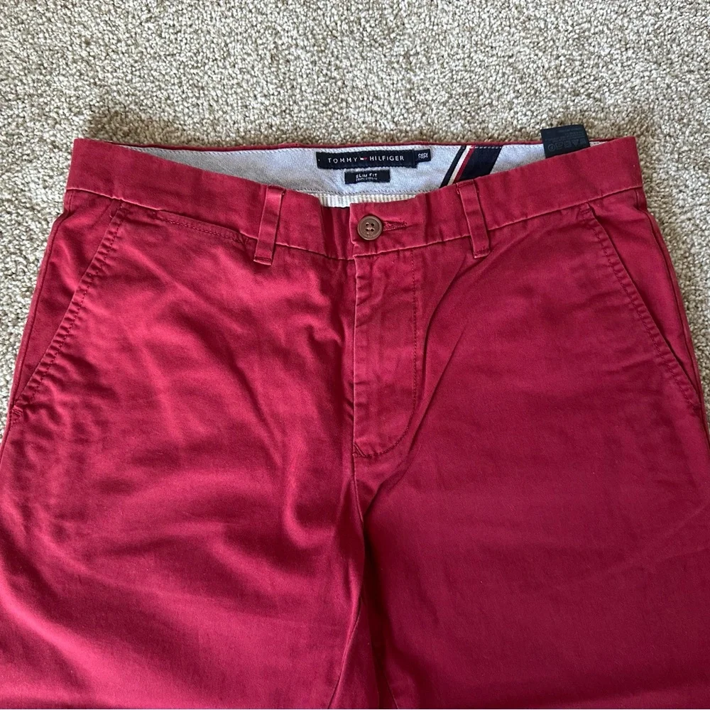 Tommy Hilfiger Slim Fit Chino Pants – Red 32/32 - Picture 3 of 4